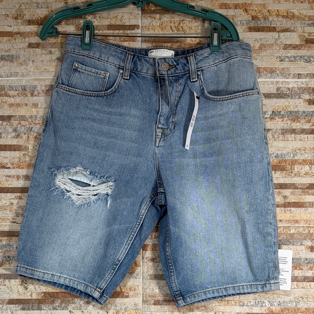 ASOS Light Blue Distressed Denim Jean Shorts